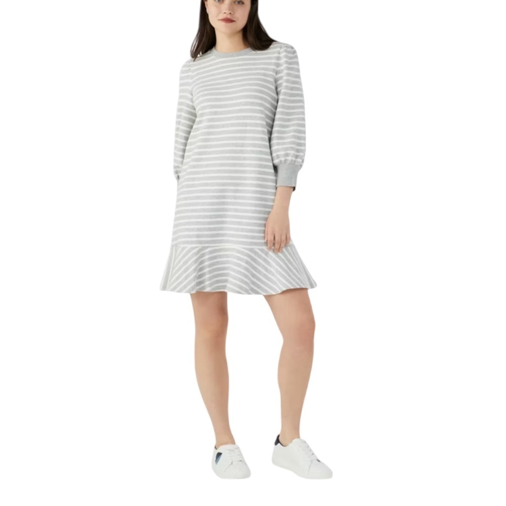 Kate Spade Stripe Sweatshirt Dress‎ in Grey Melange Sz Small NEW $229